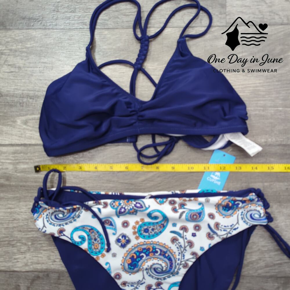 Cupshe Tie Back Tie Side Reversible Bikini Bottom Swimsuit Size L - Picture 5 of 6